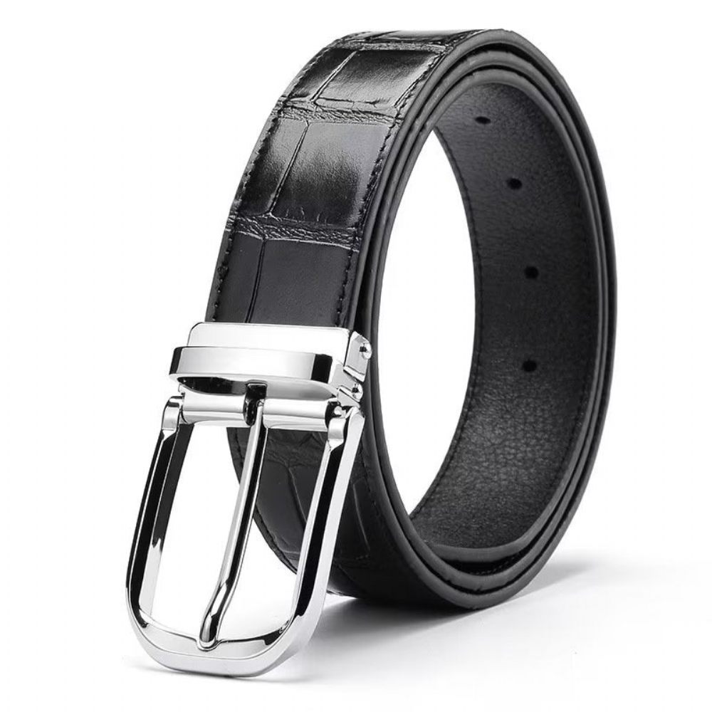 Ceintures Pour Hommes Ceinture D'affaires À Motif Géométrique - Noir 2