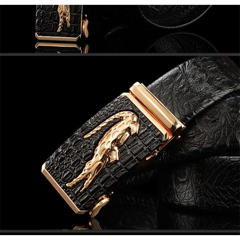 Ceintures Pour Hommes Ceinture D'alligator Cuir À Motif Croco Exotique - Noir