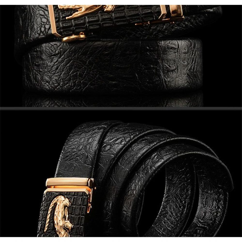 Ceintures Pour Hommes Ceinture D'alligator Cuir À Motif Croco Exotique - Noir