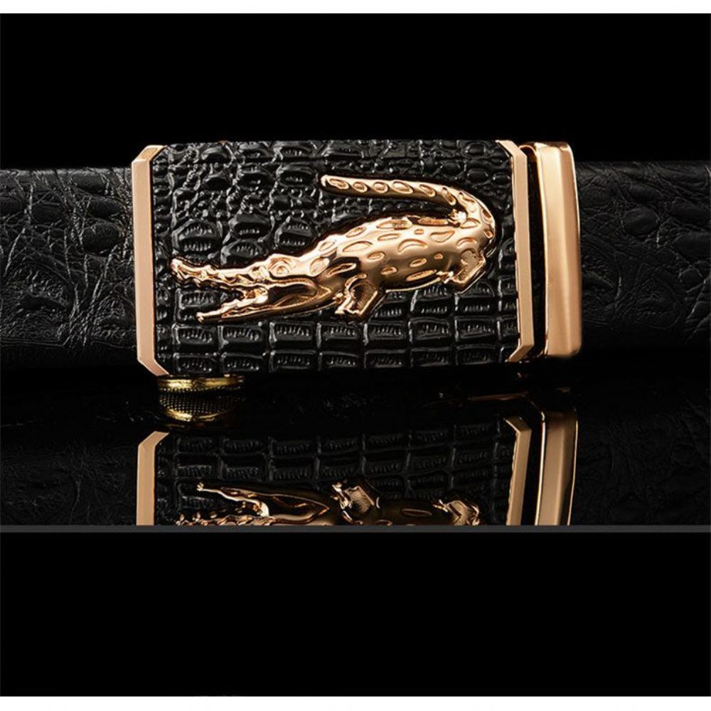 Ceintures Pour Hommes Ceinture D'alligator Cuir À Motif Croco Exotique - Noir