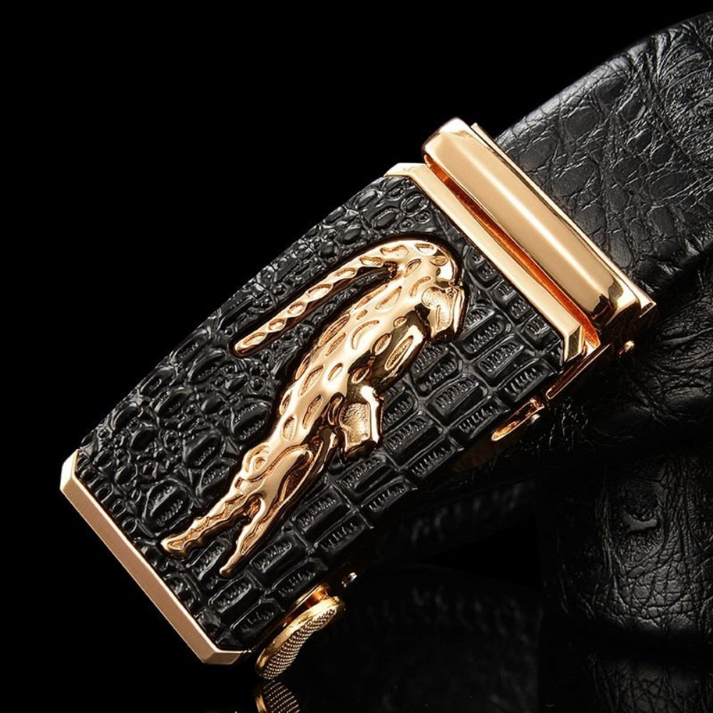 Ceintures Pour Hommes Ceinture D'alligator Cuir À Motif Croco Exotique - Noir