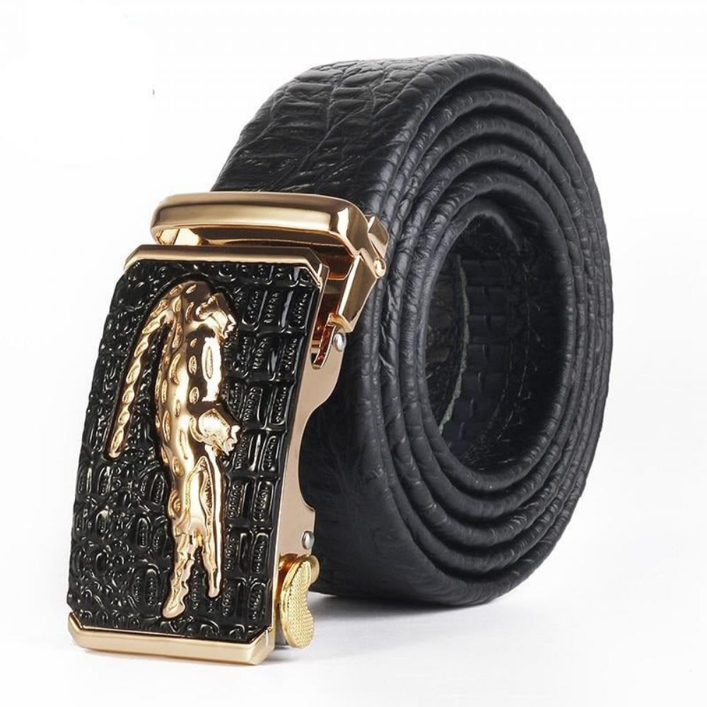 Ceintures Pour Hommes Ceinture D'alligator Cuir À Motif Croco Exotique - Noir