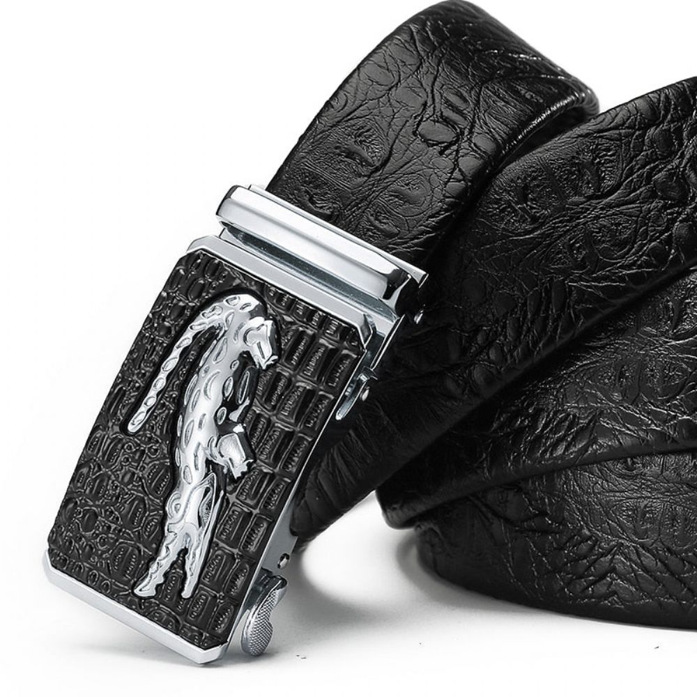 Ceintures Pour Hommes Ceinture D'alligator Cuir À Motif Croco Exotique - Noir 1