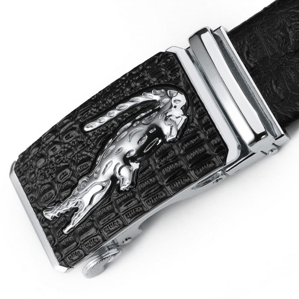 Ceintures Pour Hommes Ceinture D'alligator Cuir À Motif Croco Exotique - Noir 1