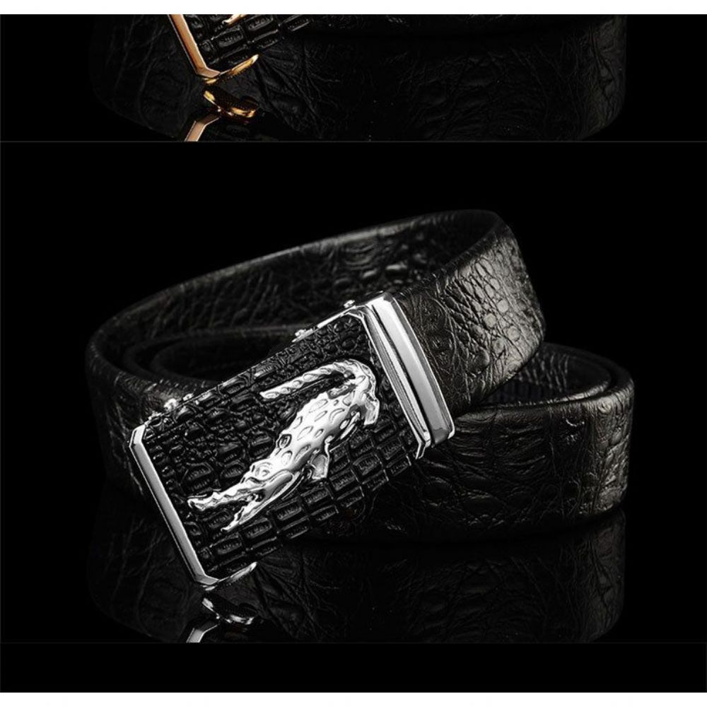 Ceintures Pour Hommes Ceinture D'alligator Cuir À Motif Croco Exotique - Noir 1