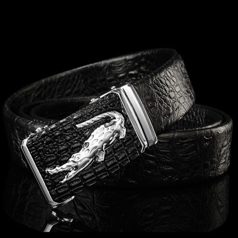 Ceintures Pour Hommes Ceinture D'alligator Cuir À Motif Croco Exotique - Noir 1