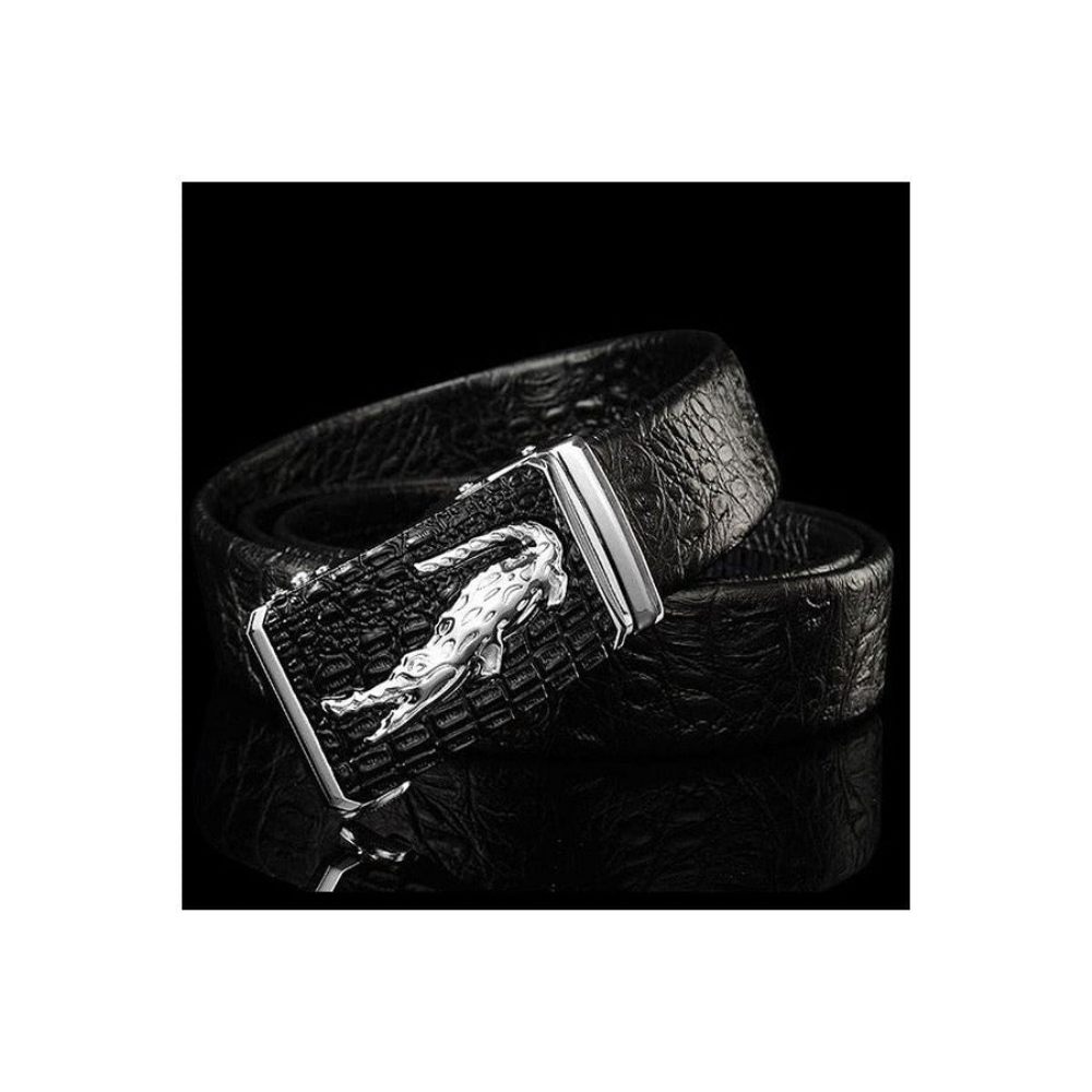 Ceintures Pour Hommes Ceinture D'alligator Cuir À Motif Croco Exotique - Noir 1