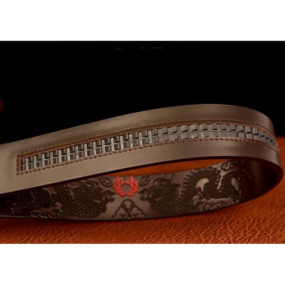 Ceintures Pour Hommes Ceinture Automatique Dragon Chinois Exquis - Café