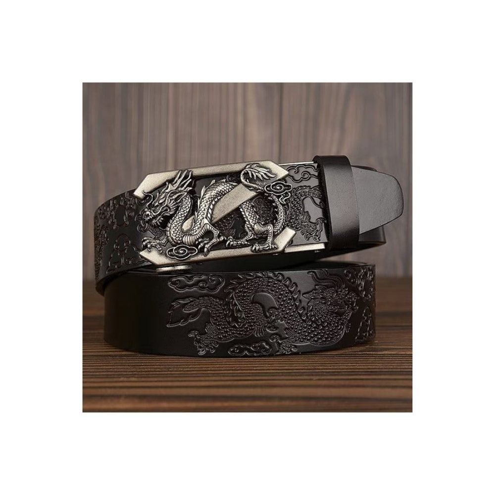 Ceintures Pour Hommes Ceinture Automatique Dragon Chinois Exquis - Noir 1