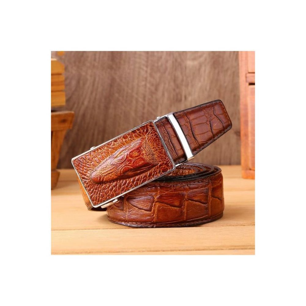 Ceintures Pour Hommes Ceinture Automatique Patchwork Exotique - Marron