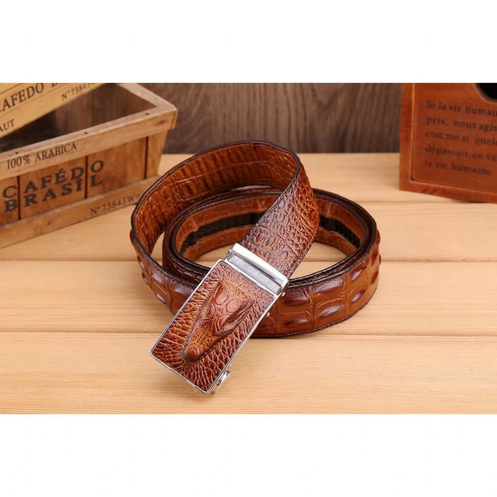 Ceintures Pour Hommes Ceinture Automatique Patchwork Exotique - Marron