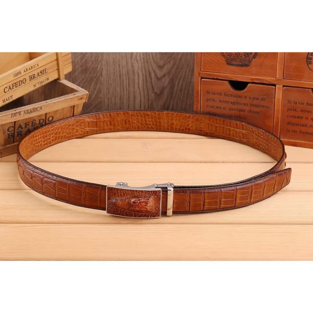 Ceintures Pour Hommes Ceinture Automatique Patchwork Exotique - Marron