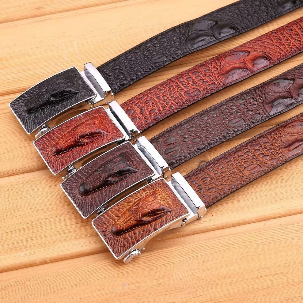 Ceintures Pour Hommes Ceinture Automatique Patchwork Exotique - Marron