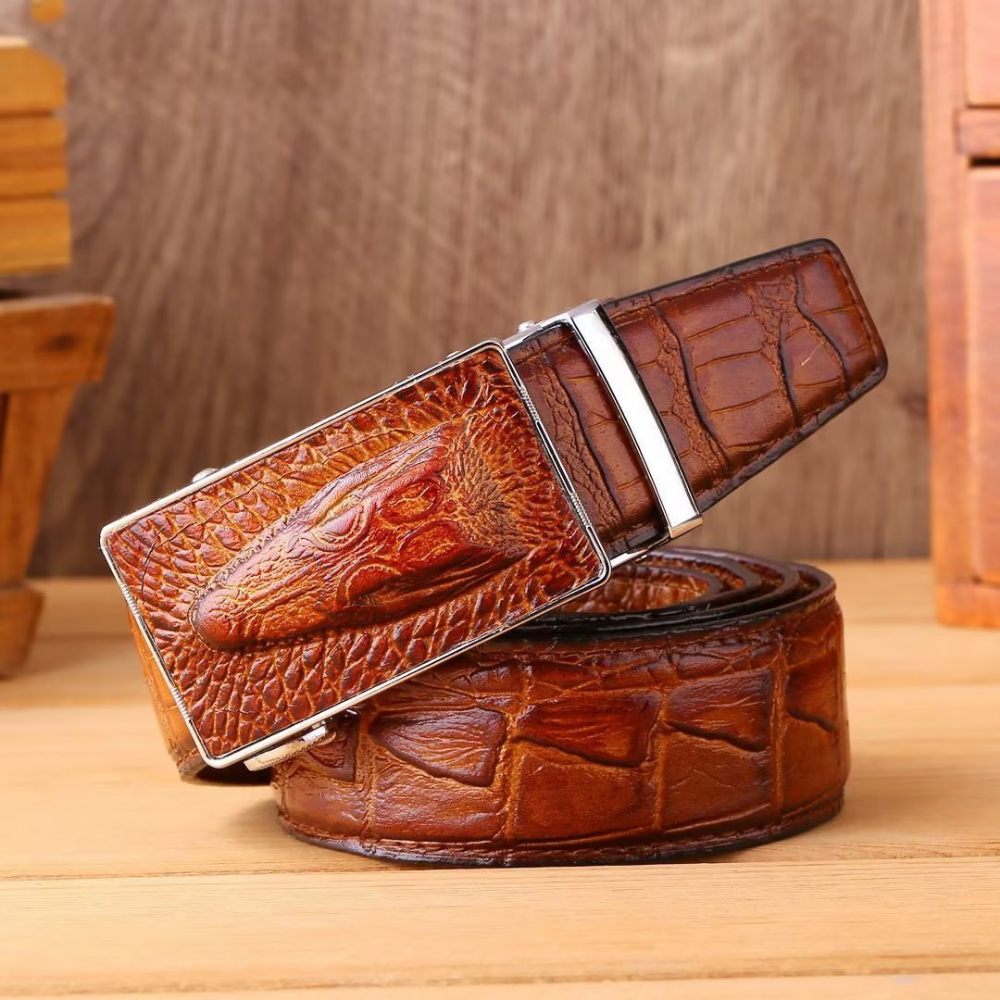 Ceintures Pour Hommes Ceinture Automatique Patchwork Exotique - Marron