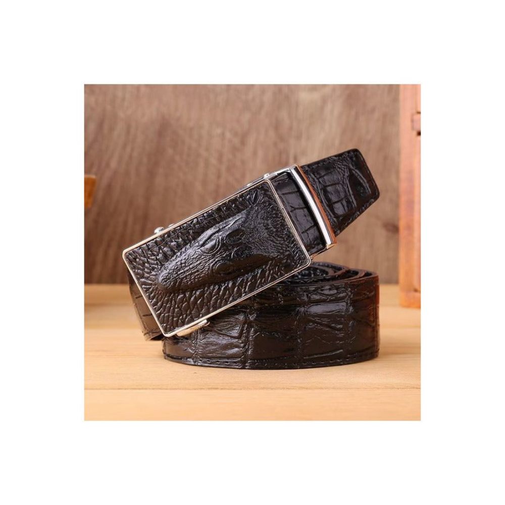 Ceintures Pour Hommes Ceinture Automatique Patchwork Exotique - Noir