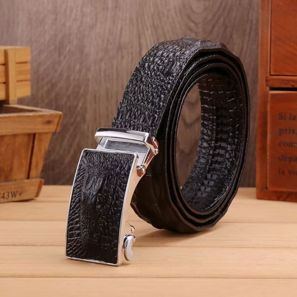 Ceintures Pour Hommes Ceinture Automatique Patchwork Exotique - Noir