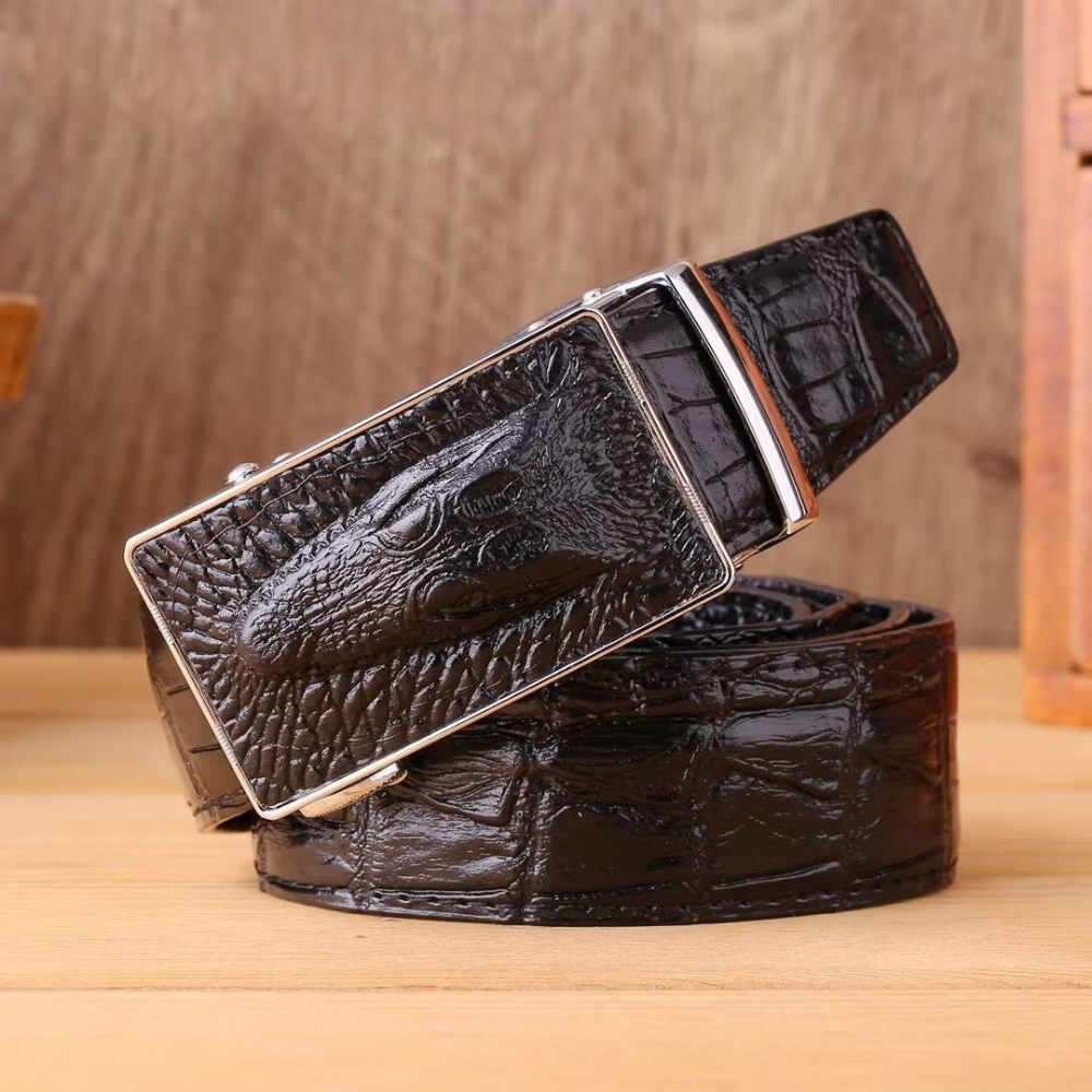 Ceintures Pour Hommes Ceinture Automatique Patchwork Exotique - Noir