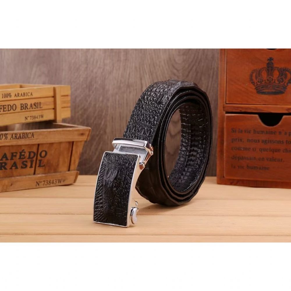 Ceintures Pour Hommes Ceinture Automatique Patchwork Exotique - Noir