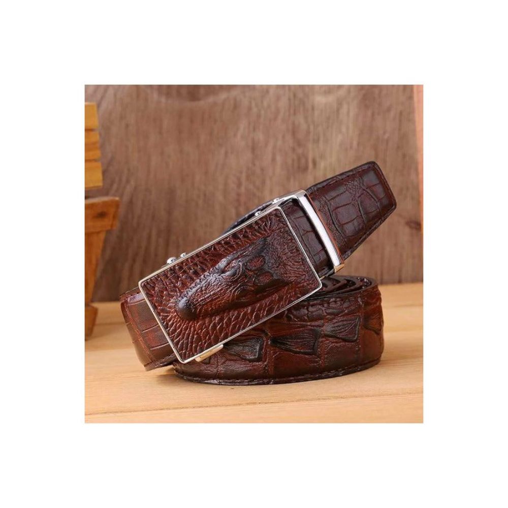 Ceintures Pour Hommes Ceinture Automatique Patchwork Exotique - Café