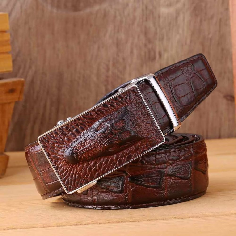 Ceintures Pour Hommes Ceinture Automatique Patchwork Exotique - Café