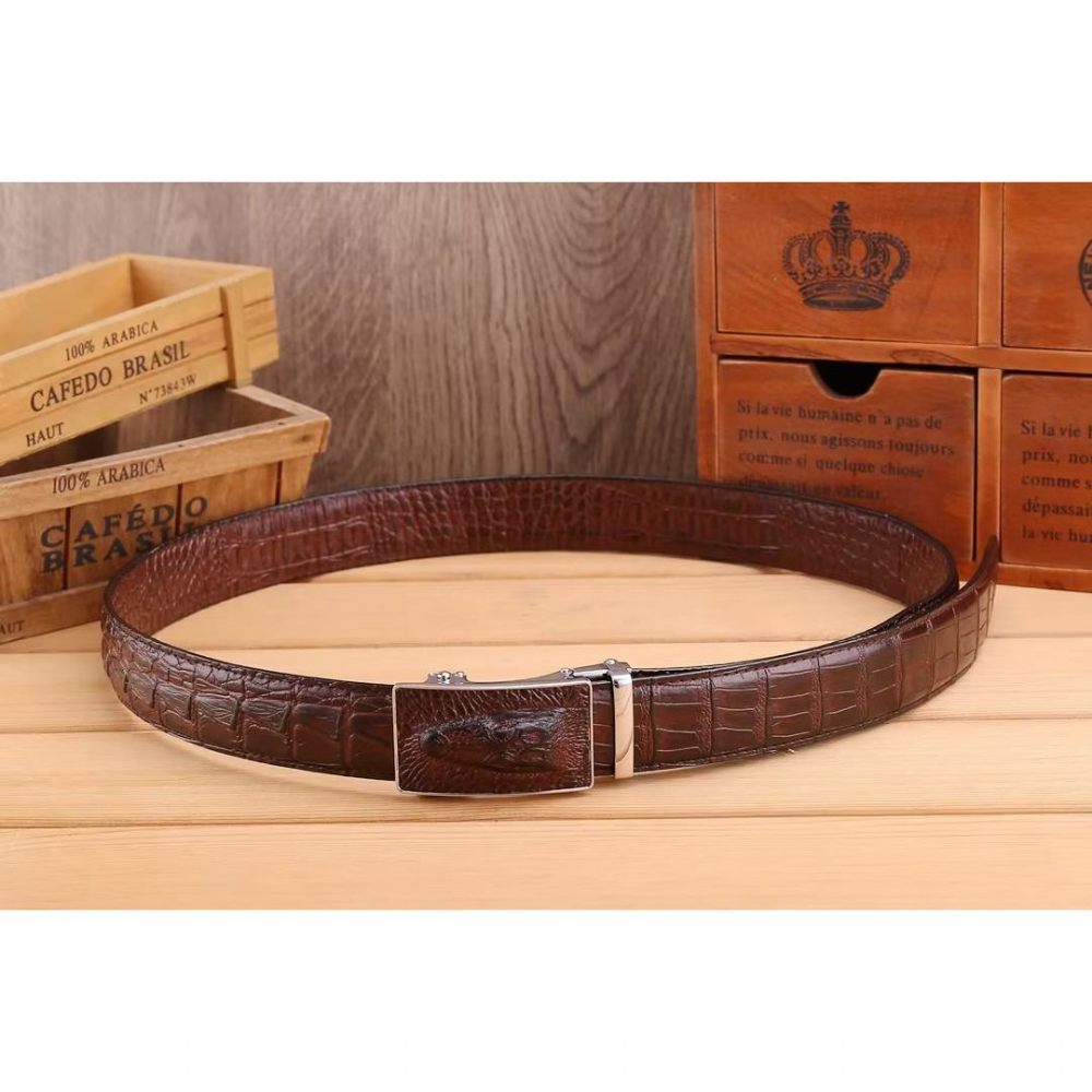 Ceintures Pour Hommes Ceinture Automatique Patchwork Exotique - Café