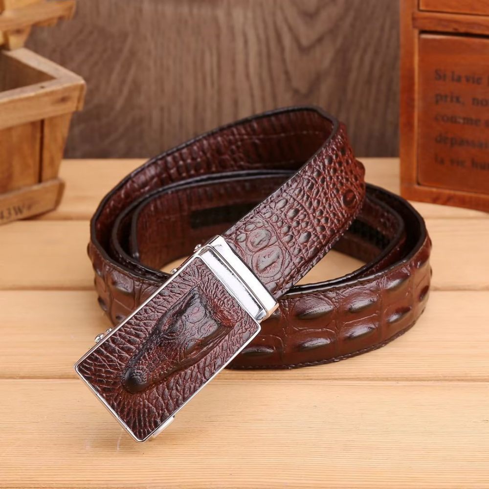 Ceintures Pour Hommes Ceinture Automatique Patchwork Exotique - Rouge