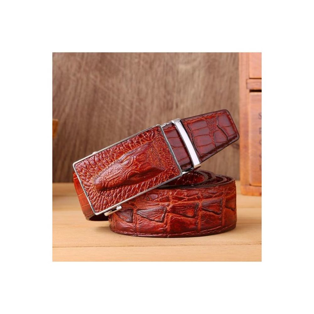 Ceintures Pour Hommes Ceinture Automatique Patchwork Exotique - Rouge