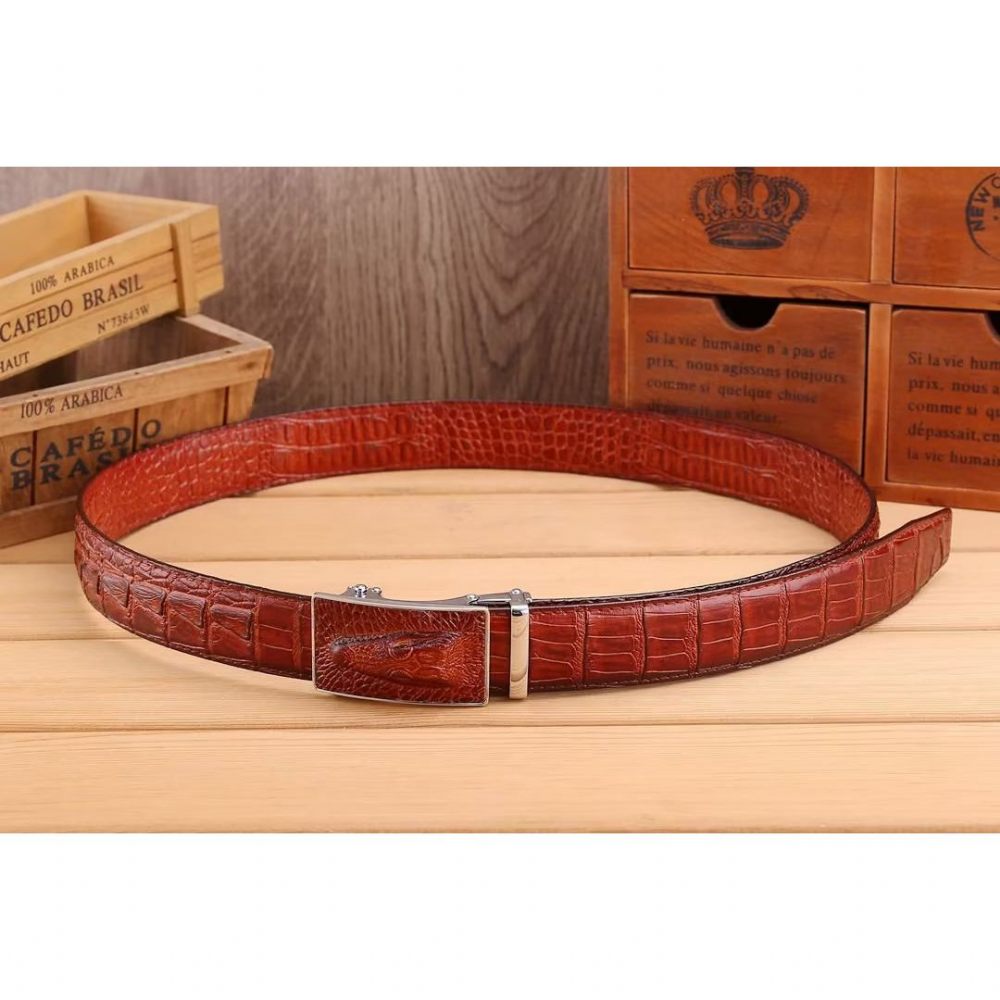 Ceintures Pour Hommes Ceinture Automatique Patchwork Exotique - Rouge