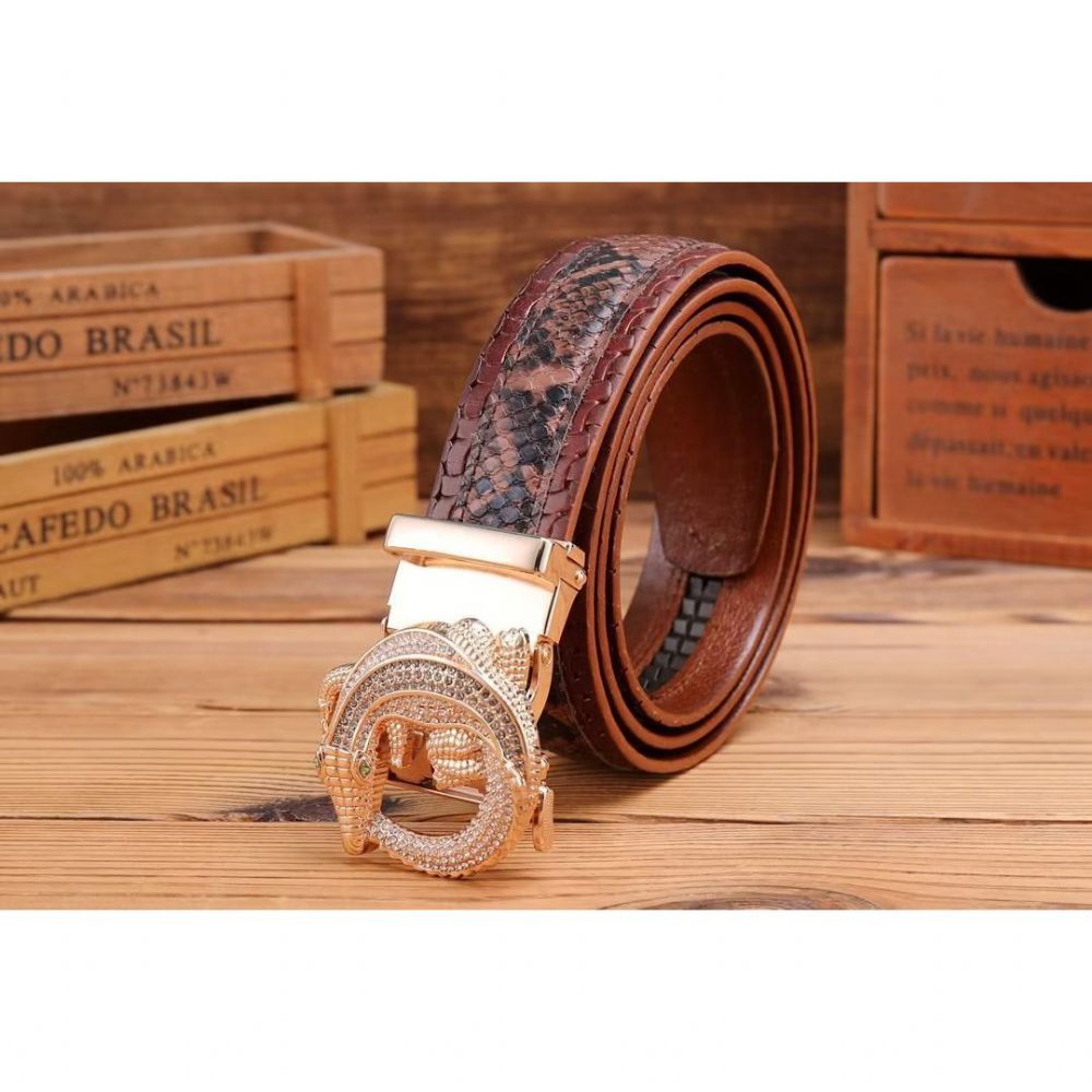 Ceintures Pour Hommes Ceinture Automatique Serpent Luxe - Marron