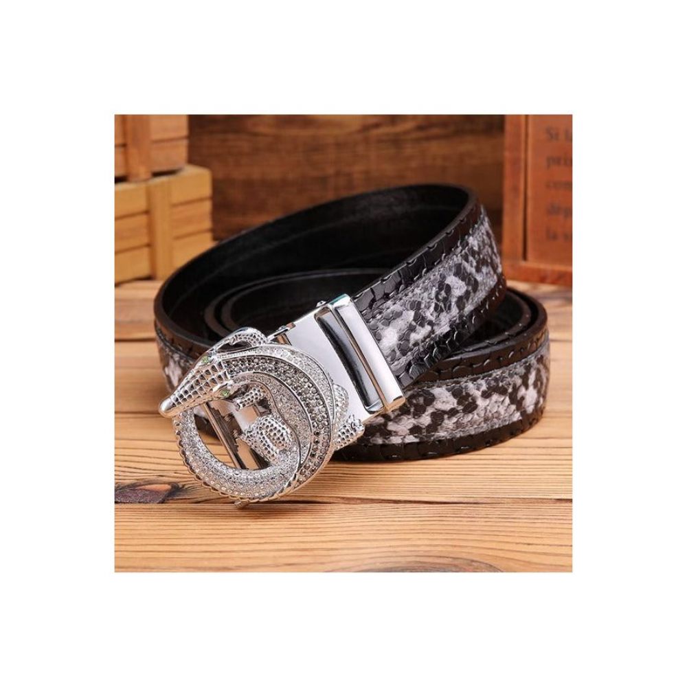 Ceintures Pour Hommes Ceinture Automatique Serpent Luxe - Noir