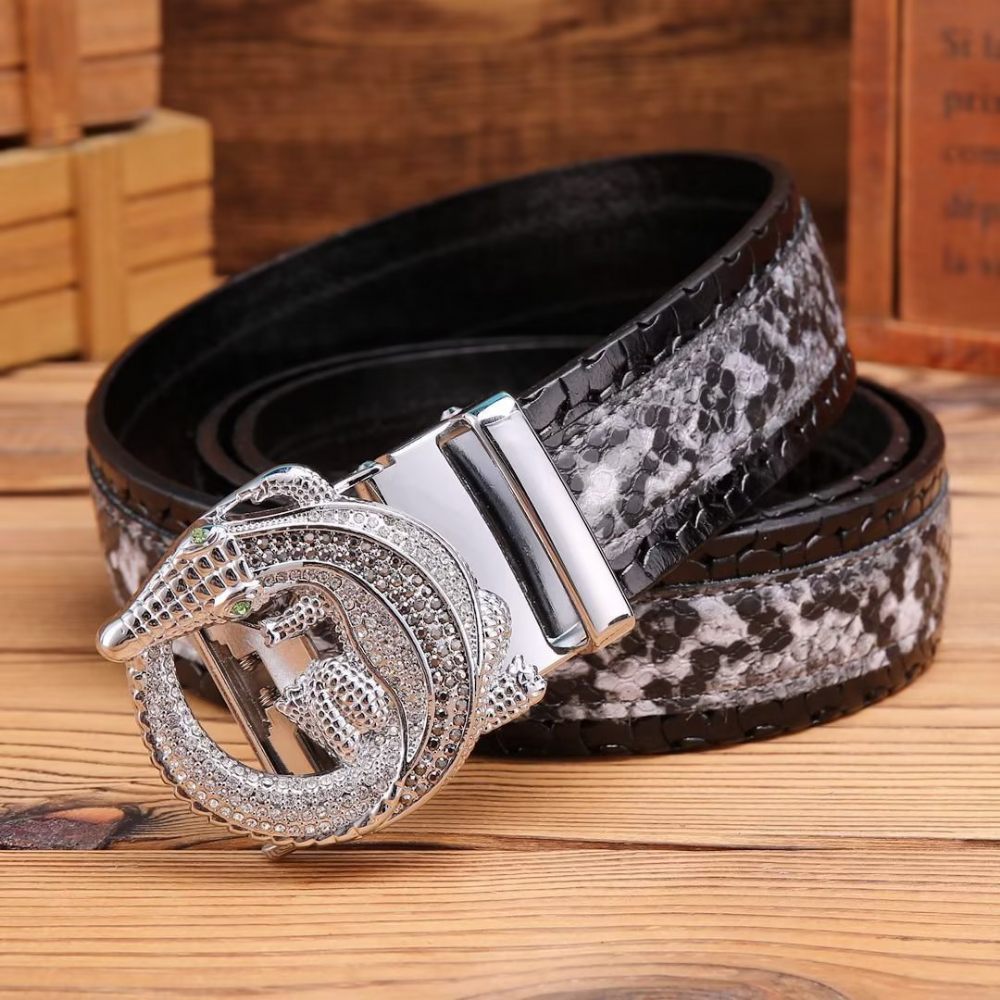 Ceintures Pour Hommes Ceinture Automatique Serpent Luxe - Noir