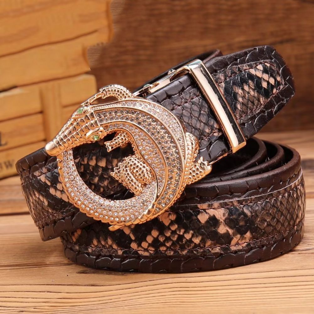 Ceintures Pour Hommes Ceinture Automatique Serpent Luxe - Café