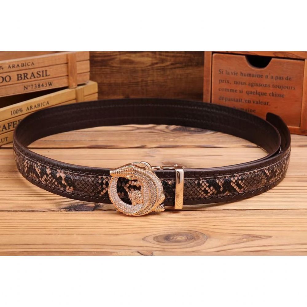 Ceintures Pour Hommes Ceinture Automatique Serpent Luxe - Café