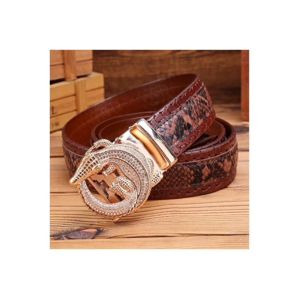 Ceintures Pour Hommes Ceinture Automatique Serpent Luxe - Marron