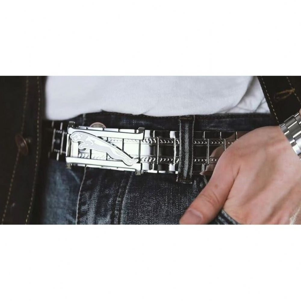 Ceintures Pour Hommes Ceinture À Boucle Acier Texture Exotique - Argent 1