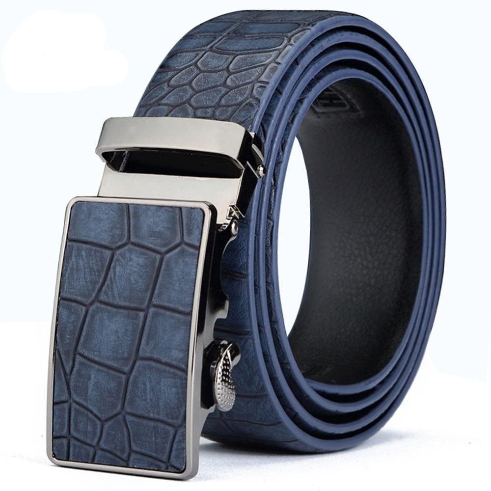 Ceintures Pour Hommes Ceinture À Boucle Automatique Cuir - Bleu