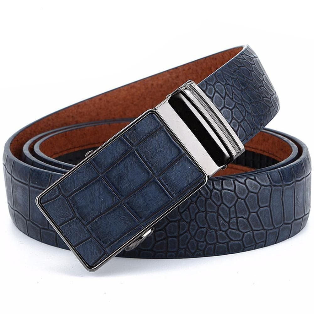 Ceintures Pour Hommes Ceinture À Boucle Automatique Cuir - Bleu 2