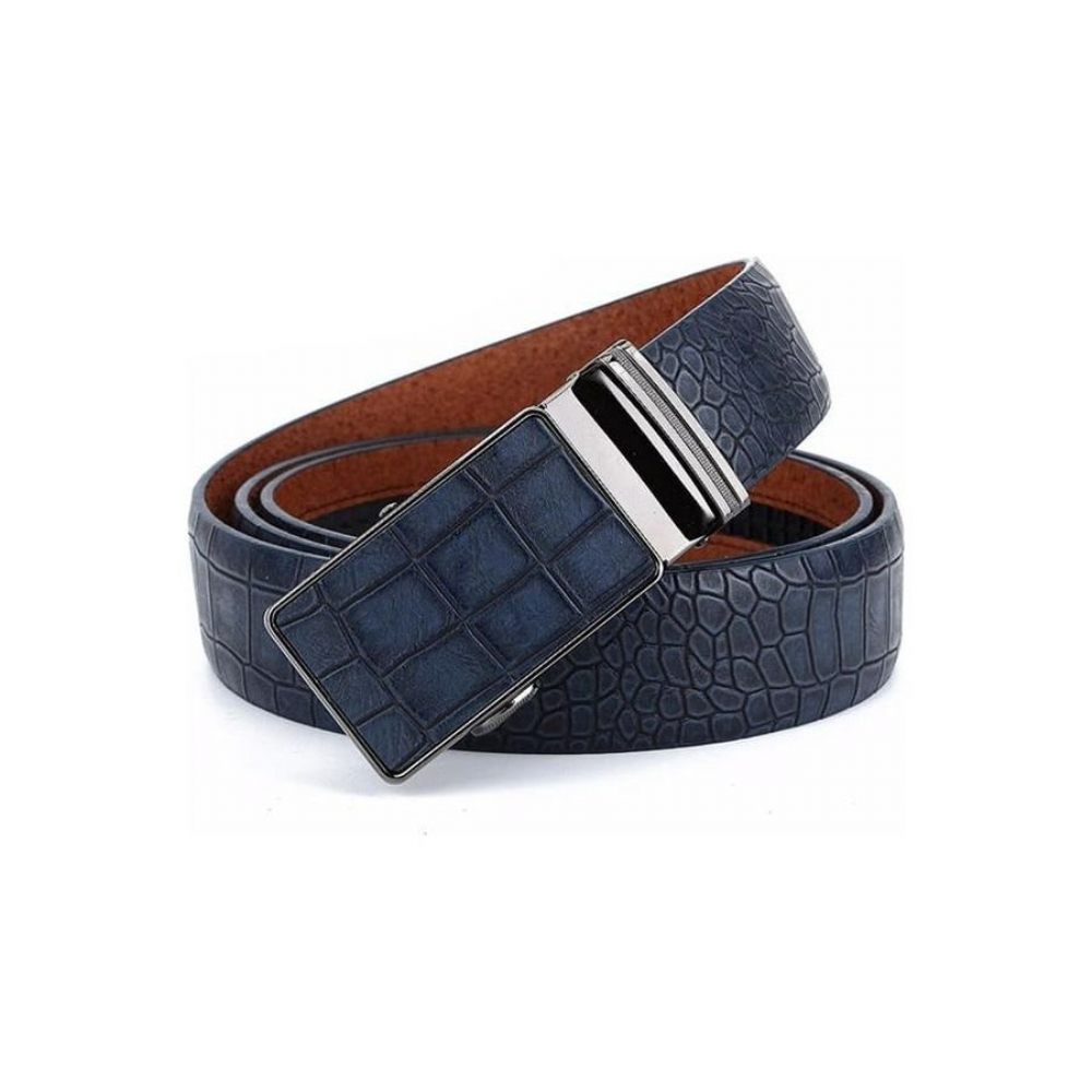 Ceintures Pour Hommes Ceinture À Boucle Automatique Cuir - Bleu 2