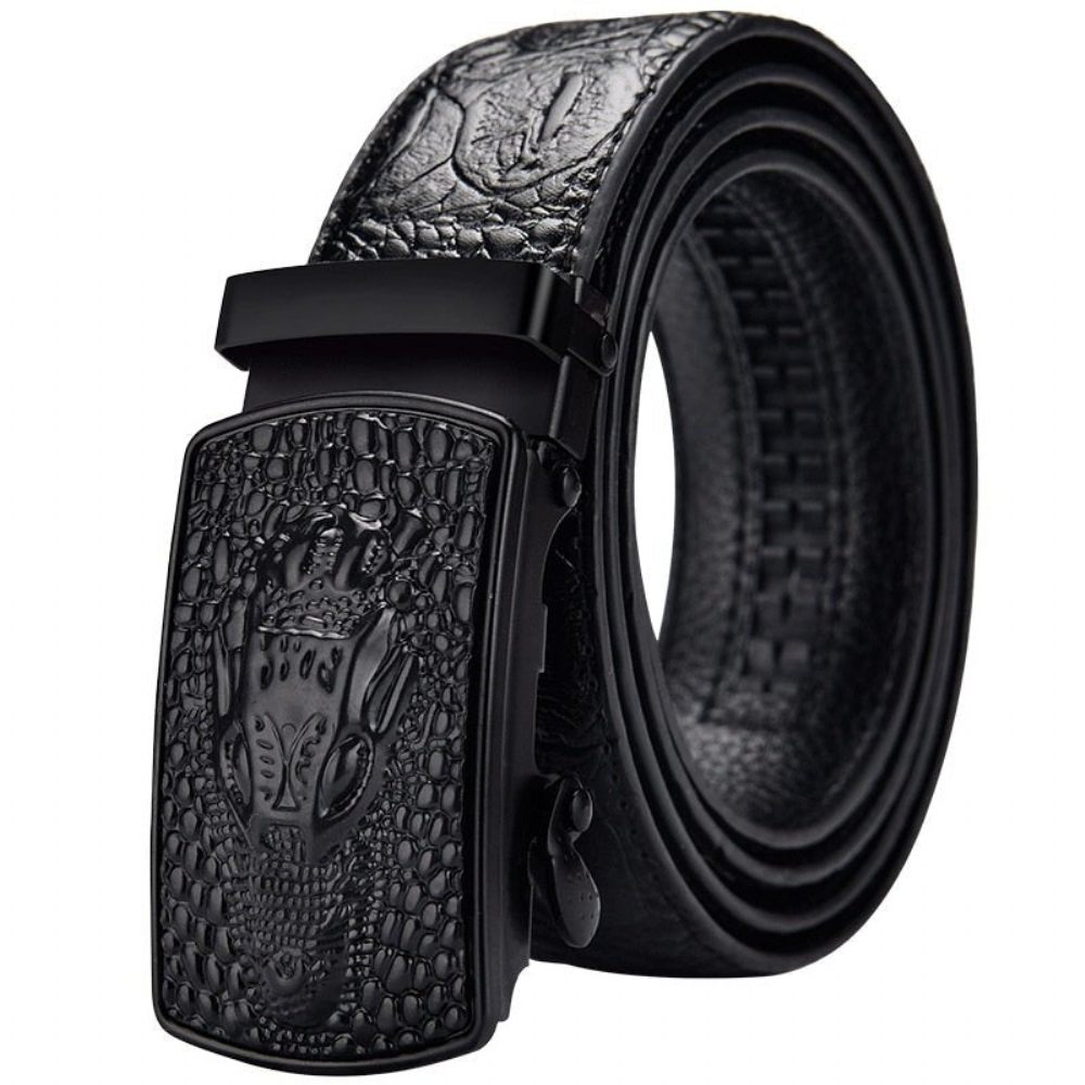 Ceintures Pour Hommes Ceinture À Boucle Automatique Cuir Exotique - Noir