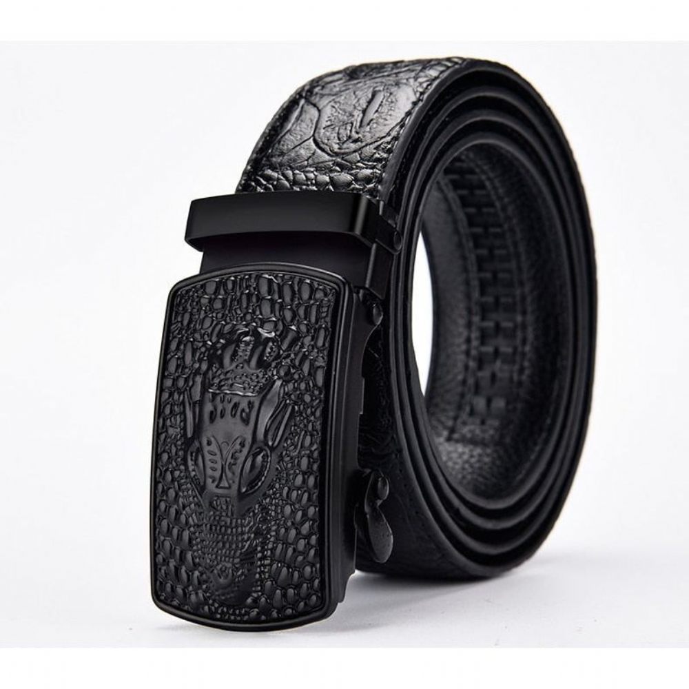 Ceintures Pour Hommes Ceinture À Boucle Automatique Cuir Exotique - Noir