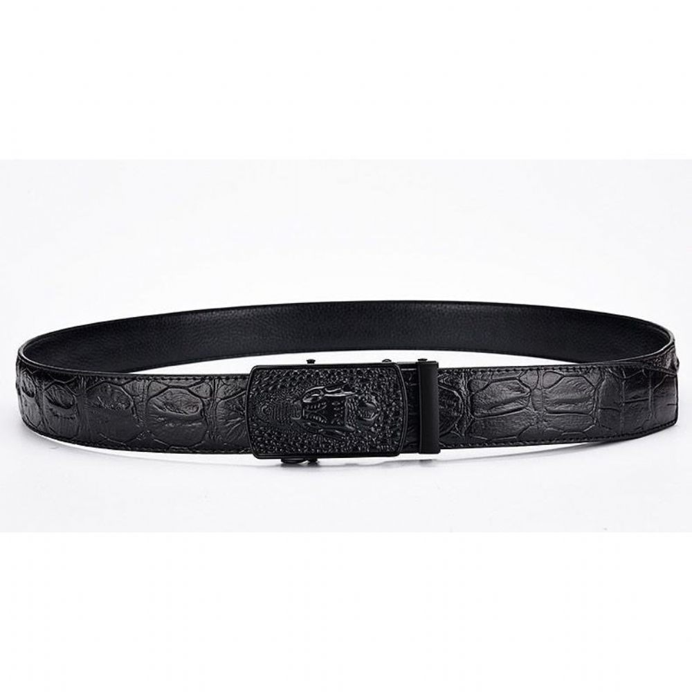 Ceintures Pour Hommes Ceinture À Boucle Automatique Cuir Exotique - Noir