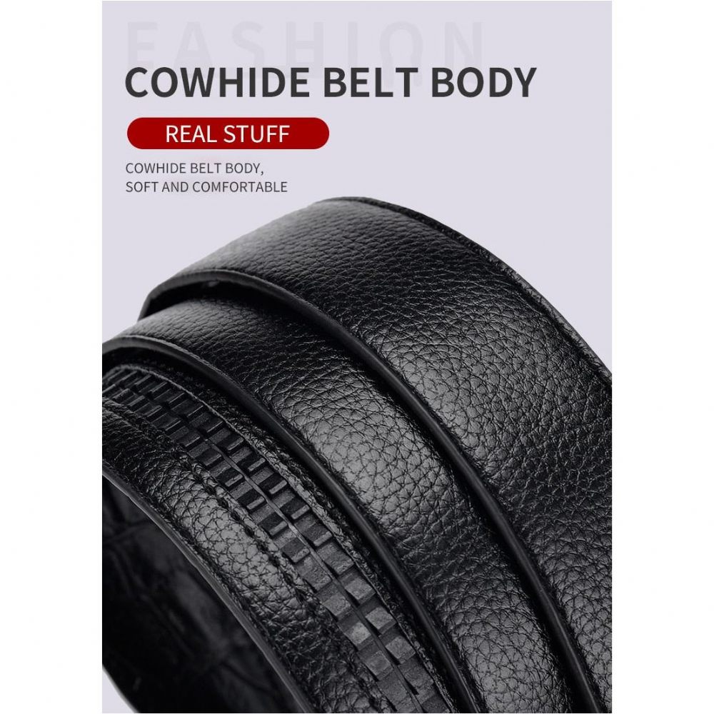 Ceintures Pour Hommes Ceinture À Boucle Automatique Cuir Exotique - Noir