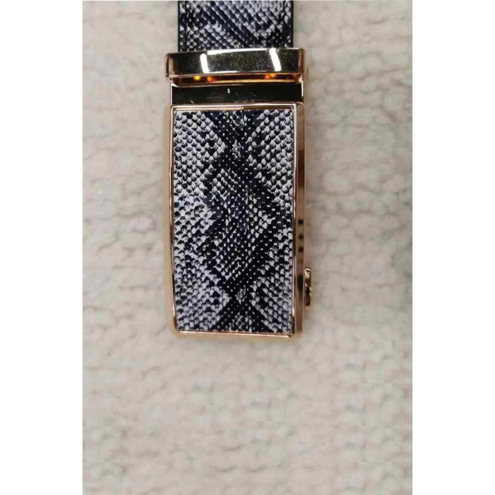 Ceintures Pour Hommes Ceinture À Boucle Métal Peau Serpent Exotique - Argent Noir