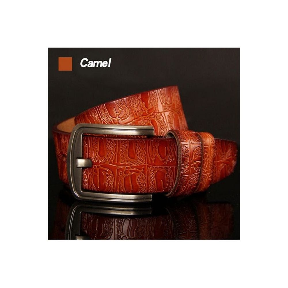 Ceintures Pour Hommes Ceinture À Bracelet Cuir Boucle Ardillon Texture Exotique - Orange