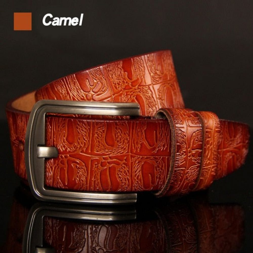 Ceintures Pour Hommes Ceinture À Bracelet Cuir Boucle Ardillon Texture Exotique - Orange