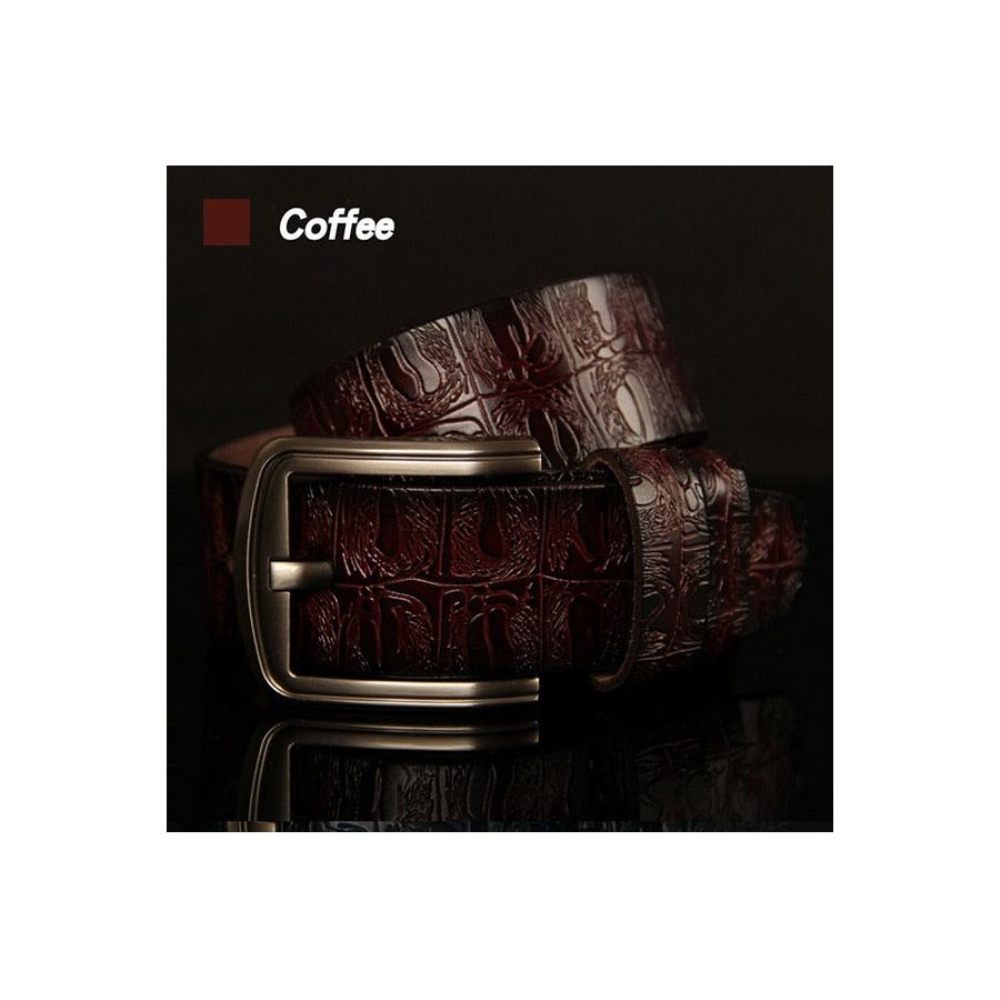 Ceintures Pour Hommes Ceinture À Bracelet Cuir Boucle Ardillon Texture Exotique - Café