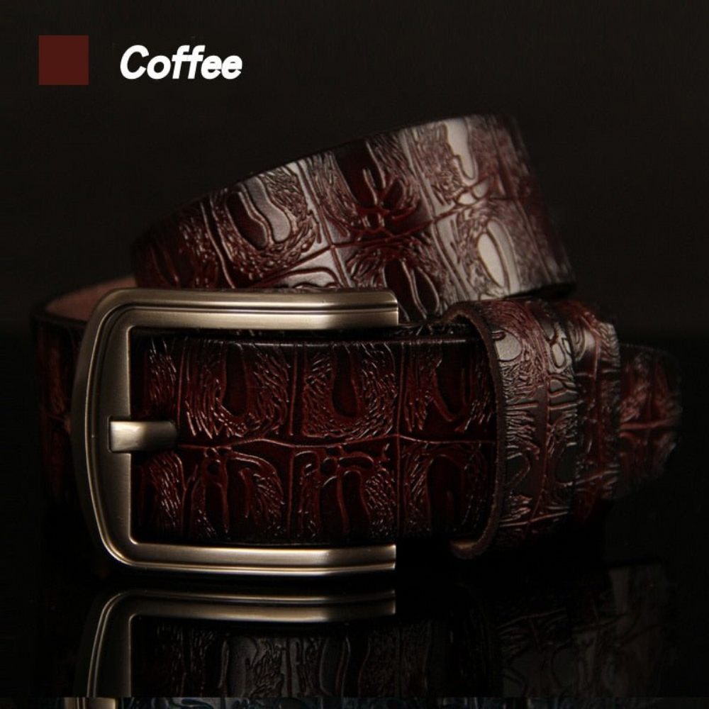 Ceintures Pour Hommes Ceinture À Bracelet Cuir Boucle Ardillon Texture Exotique - Café