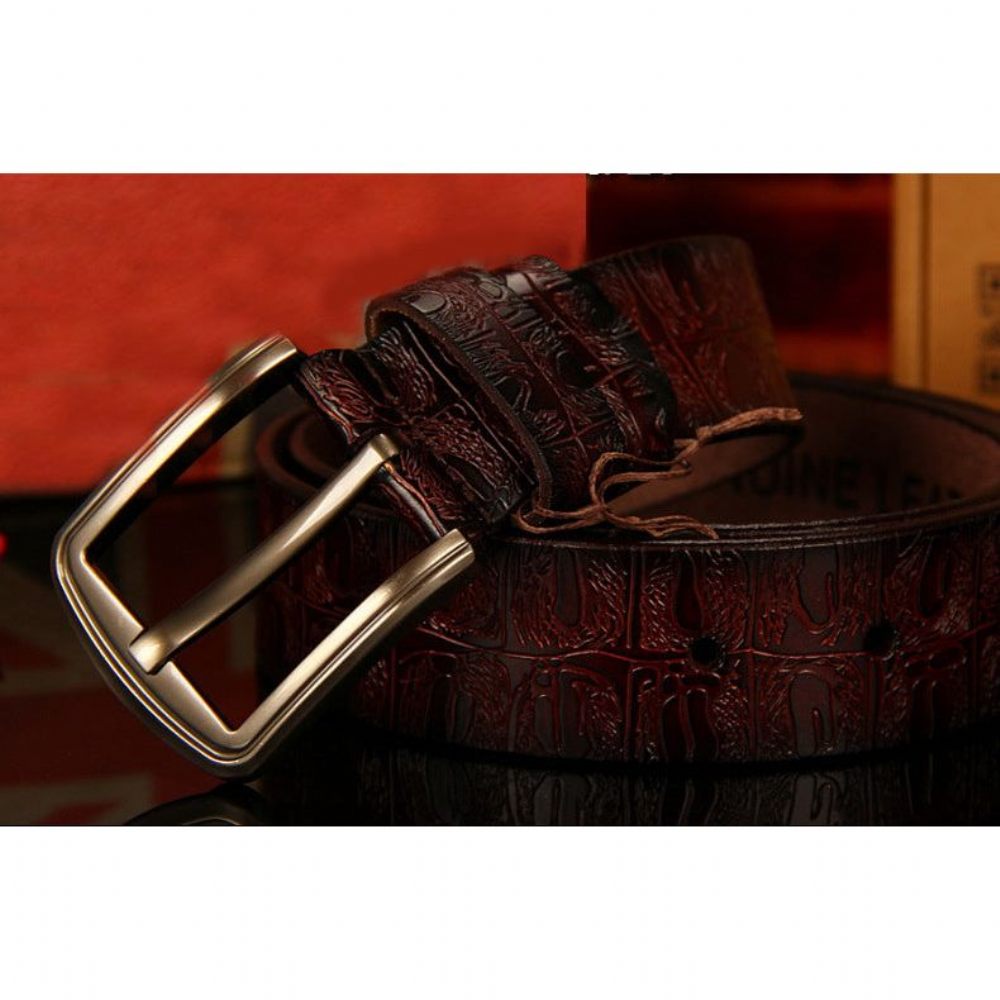 Ceintures Pour Hommes Ceinture À Bracelet Cuir Boucle Ardillon Texture Exotique - Café