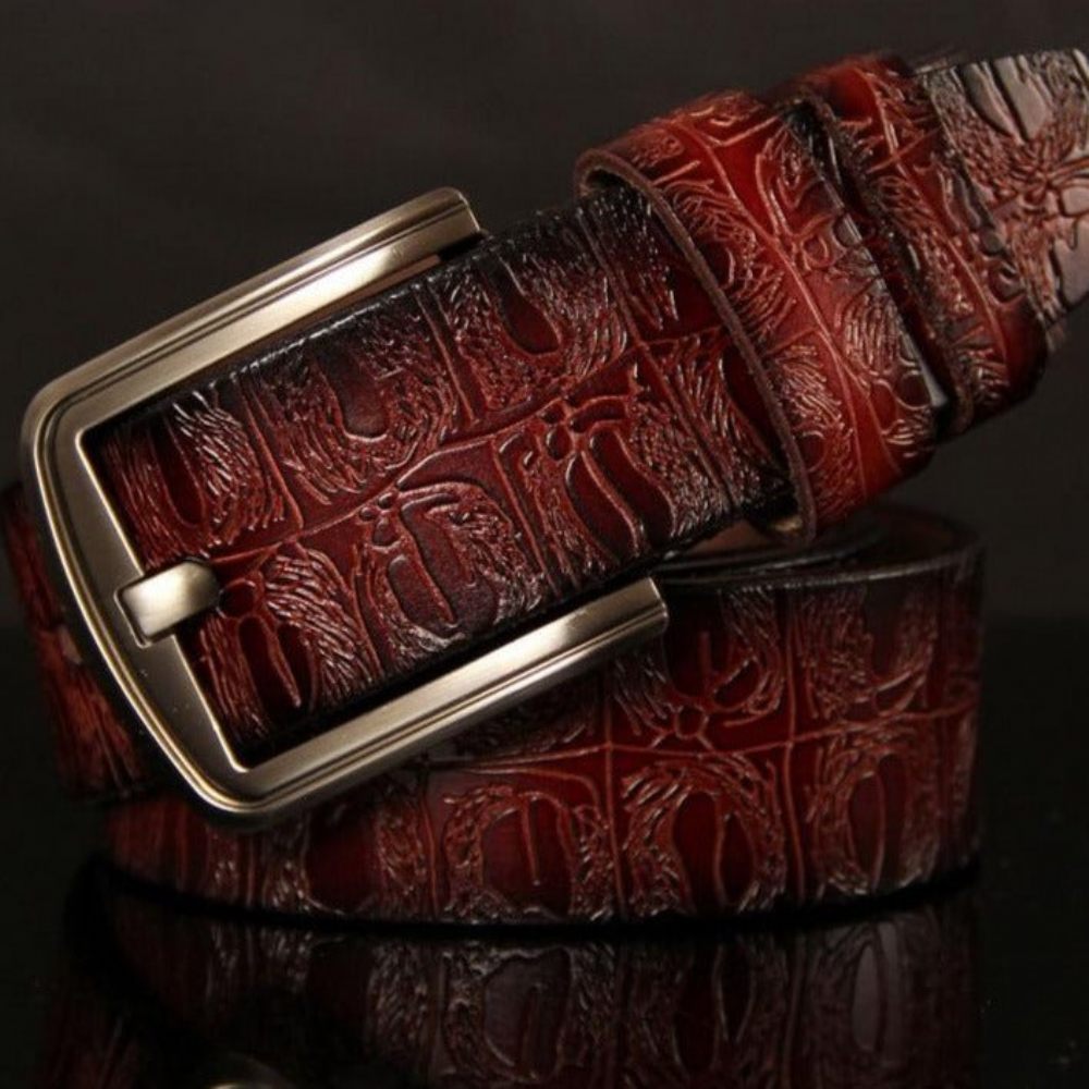 Ceintures Pour Hommes Ceinture À Bracelet Cuir Boucle Ardillon Texture Exotique - Rouge