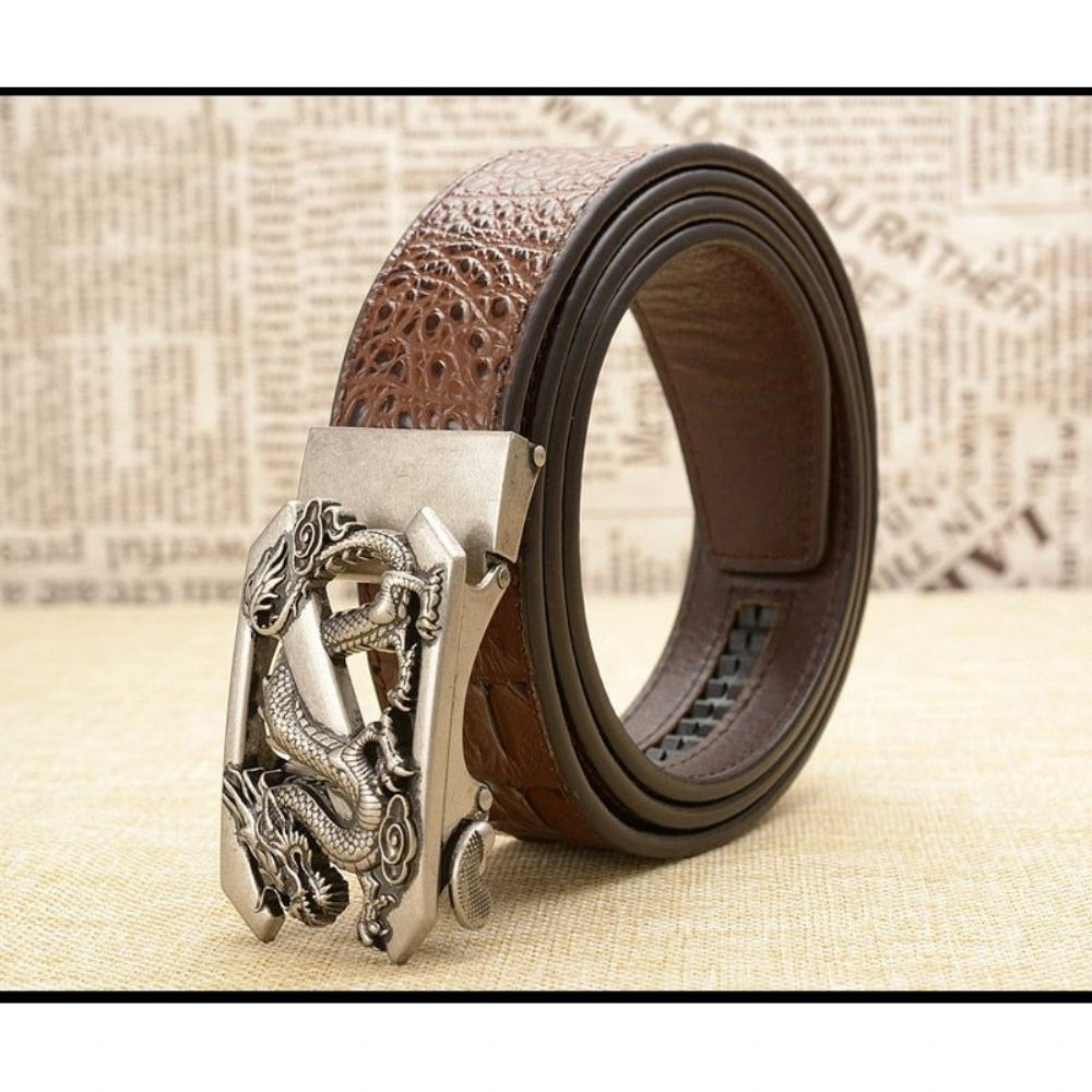 Ceintures Pour Hommes Ceinture À Bracelet Cuir Crocodile Exotique - Café